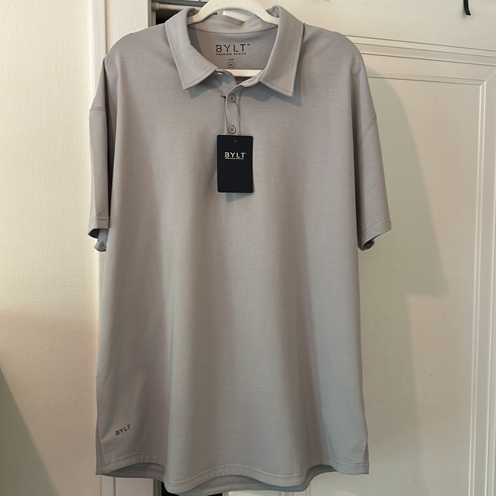 BYLT Basics Drop-Cut LUX Polo Shirt in Storm